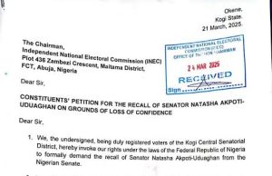 INEC Receives Petition To Recall Natasha From Senate
