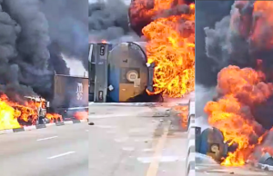 Two Reportedly Injured As Tanker Goes Up In Flames At Iyana Isolo