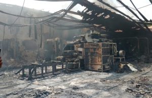 PHOTOS: Fire Guts Factory In Anambra