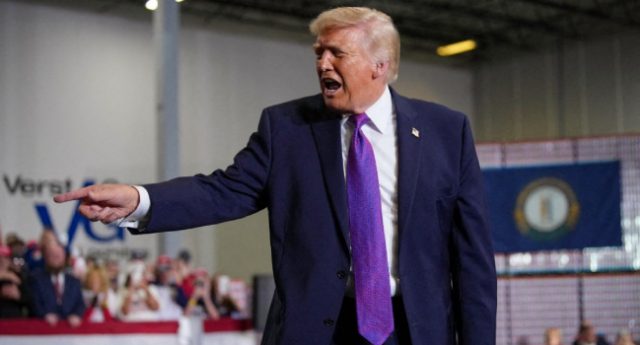 President-Donald-Trump-speaks-on-stage-at-Verst-Logistics-on-March-11-2026-in-Hebron-Kentucky.-Ver