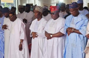 Eid-El-Kabir: Tinubu Prays At Dodan Barracks, Urges Nigerians To Love One Another