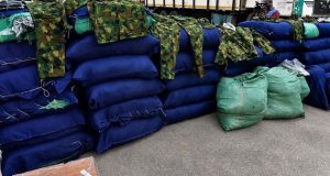 VIDEO: Police Intercept Truck Carrying 47 Sacks Of Military Camouflage In Lagos