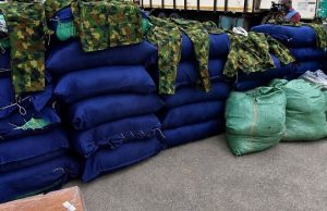 VIDEO: Police Intercept Truck Carrying 47 Sacks Of Military Camouflage In Lagos
