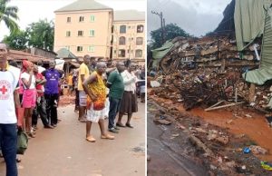 Anambra Building Collapse: Rescuers Recover Body Of Female Victim, Continue Search Anambra-building-collapse-3