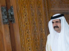Nigeria Condoles Qatar Over Death Of Former Emir Sheikh Hamad (FILES) Qatari Emir Sheikh Hamad bin Khalifa al-Thani awaits for France's President Francois Hollande prior to a welcoming ceremony at the Diwan Emiri as part of a two-day official visit in Doha on June 23, 2013. Qatar's government on July 12, 2026 announced the death of former leader Sheikh Hamad bin Khalifa Al Thani, who led the country from 1995 to 2013. (Photo by BERTRAND LANGLOIS / AFP)