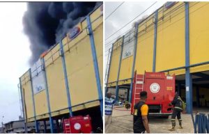 PHOTOS: Fire Guts Section Of Justrite Superstore Building In Akowonjo Area Of Lagos akonwonjo