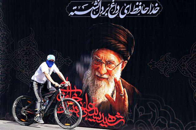 billboard-featuring-a-portrait-of-Irans-slain-supreme-leader-Ali-Khamenei