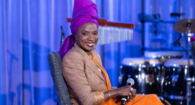 Angelique-Kidjo-speaks-on-stage-during-An-Evening-With-Angelique-Kidjo-at-Grammy-Museum-on-August-17
