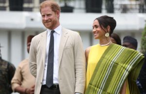 Prince Harry, Meghan Moving Back To UK Britains-Prince-Harry-Duke-of-Sussex-and-his-wife-Meghan-Duchess-of-Sussex-react-as-Lagos-Stat
