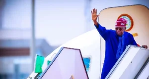 Tinubu Begins Three-Week Vacation In Europe President-Bola-Tinubu-waving-on-an-airplane