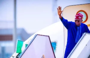 Tinubu Begins Three-Week Vacation In Europe President-Bola-Tinubu-waving-on-an-airplane
