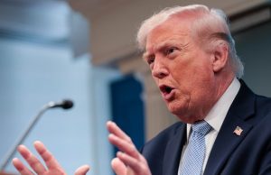 Trump Threatens Economic Punishment On ‘Any Country’ Helping Iran US President Donald Trump speaks about the conflict in Iran in the James S. Brady Press Briefing Room of the White House on April 6, 2026, in Washington, DC. (Photo by Kent Nishimura / AFP)