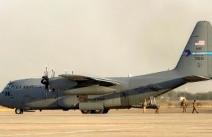 US-Led Troops Exit Iraq A-US-Air-Force-C-130-Hercules-military-transport-aircraft-prepares-for-takeoff-from-Camp-Victory-on
