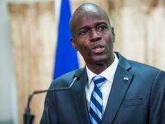 18 Suspects Arrested In Killing Of Haitian President (FILES) In this file photo former Haitian President Jovenel Moise speaks at the swearing in ceremony for Prime Minister Jack Guy Lafontant at the National Palace in Port-au-Prince on February 24, 2017. - The assassins on July 7, 2021 of Haiti's president were "professional" mercenaries who disguised themselves as US agents and may have already left the country, Haiti's ambassador to the United States said. "It was a well-orchestrated attack and those were professionals," Ambassador Bocchit Edmond told reporters. "We have a video and we believe that those are mercenaries." (Photo by Pierre Michel Jean / AFP)