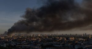 WAR: Russia Resumes Strikes On Ukraine Despite Trump’s Mediation Smoke-rises-over-the-city-following-a-Russian-air-attack-on-Kyiv-on-September-8-2026-amid-the-Russ