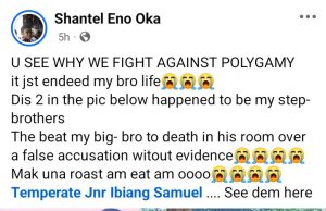 Polygamy ended his life – Lady whose brother died after being assaulted by stepbrothers in Cross River speaks