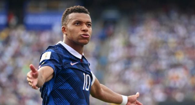 Frances-forward-10-Kylian-Mbappe-reacts-during-the-2026-World-Cup-round-of-32-football-match-betwe Frances-forward-10-Kylian-Mbappe-reacts-during-the-2026-World-Cup-round-of-32-football-match-betwe