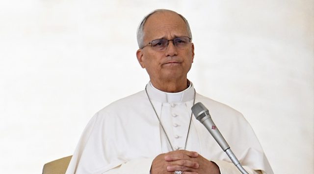 Pope Leo XIV delivers his speech during the weekly general audience at St Peter's Square in the Vatican on October 7, 2026. (Photo by Andreas SOLARO / AFP)