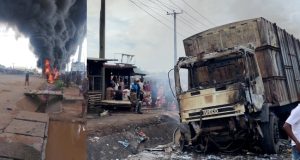Tanker Explosion At Oluku Market In Benin Leaves Eight Injured, Properties Destroyed oluku-fire-market-benin